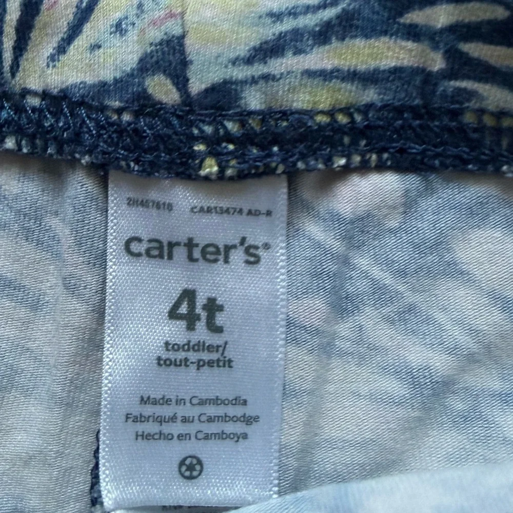 Carters|Baby girl/toddler Olive Green button down shirt and floral leggings•3T